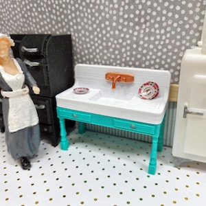 1:24 Skala Wiejska Kuchnia Dom Farma Zlew | Miniaturowy Realistyczny Domek dla Lalek Dekoracje Kuchenne i Akcesoria