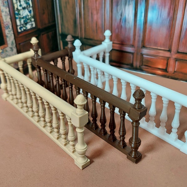 1:24 scale (half scale) dollhouse stair railing for second floor.