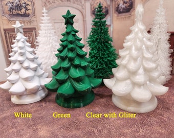 1:24 scale (half scale) 3d printed christmas trees in three colors with optiona lpresents for dollhouse or diorama.