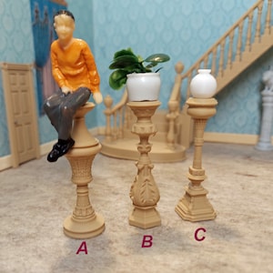 1:24 scale (half scale) plant stands choice of 3 shapes and 3 colors for dollhouse or diarama