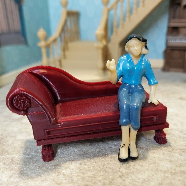 1:24 scale (half scale) chase lounge for dollhouse furniture or diorama  available in 3 colors