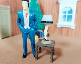 1:24 scale (half scale) 3d printed christmas story leg lamp for dollhouse or diorama unpainted or hand painted