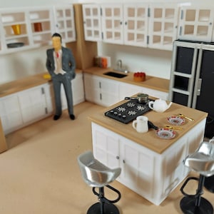 1:24 scale (half scale)  Complete Frasier TV  kitchen,  15 peices, counters, island, fridge, 2 walls, for dollhouse or diorama