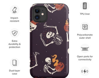 Skeleton Jack-O-Lantern Tough iPhone case | Pumpkin, Skulls, Halloween Gifts, Horror Gifts, Halloween Phone Case, Horror Phone Case FH002