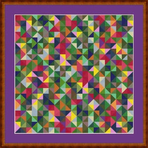 Cross stitch pattern patchwork triangles flower meadow, image size approx. 30 x 30 cm, cross stitch embroidery pattern PDF file instant download image 7