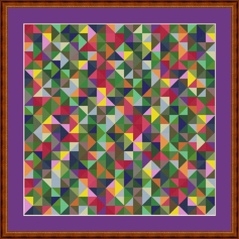Cross stitch pattern patchwork triangles flower meadow, image size approx. 30 x 30 cm, cross stitch embroidery pattern PDF file instant download image 7