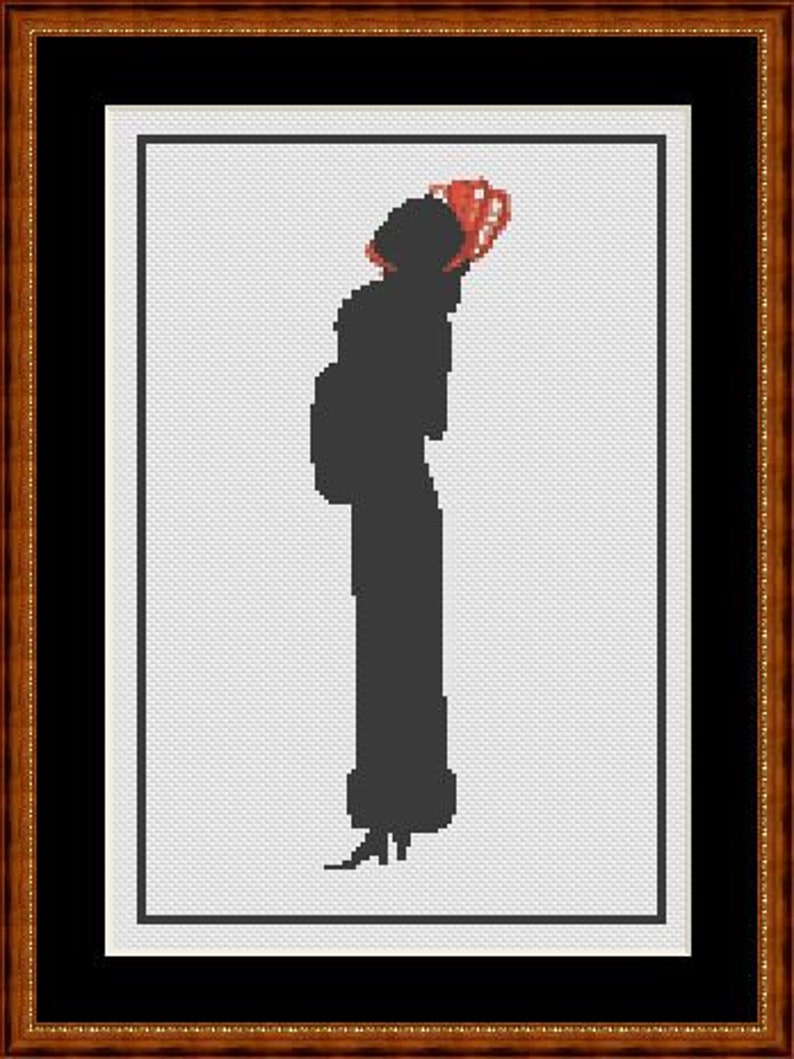 Cross Stitch Pattern Art Nouveau, Embroidery Template PDF Cross Stitch, Woman in Cross Stitch