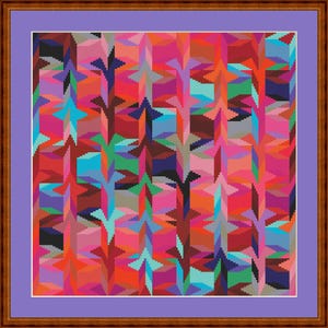 Korsstygnsmönster, lapptäcke med en twist, rosa och blått, korsstygnsbroderimall PDF-fil, omedelbar nedladdning, bildstorlek ca 30 x 30 cm bild 5