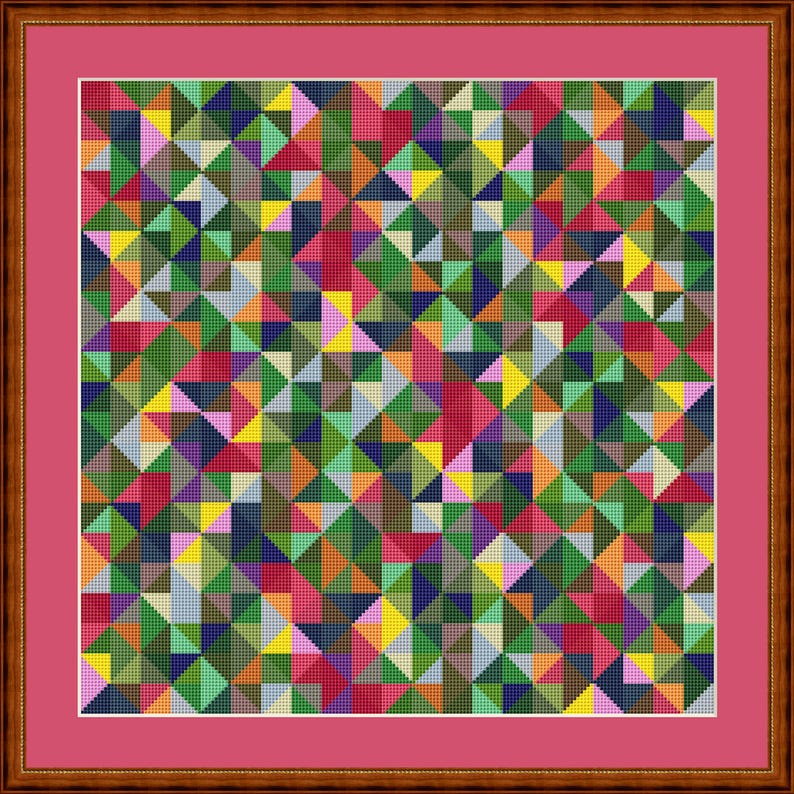 Cross stitch pattern patchwork triangles flower meadow, image size approx. 30 x 30 cm, cross stitch embroidery pattern PDF file instant download image 5