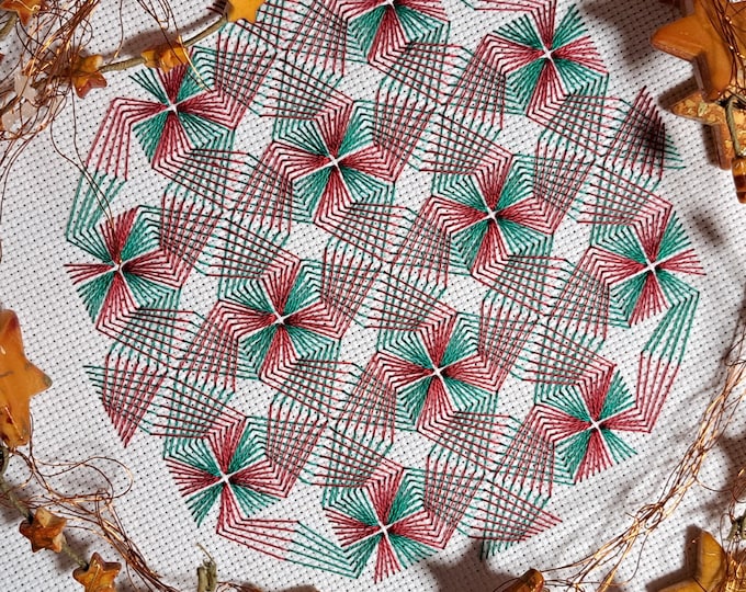 Featured listing image: Blackwork pattern sphere, Christmas bauble, image size approx. 12.5 x 12.5 cm, embroidery pattern PDF file instant download