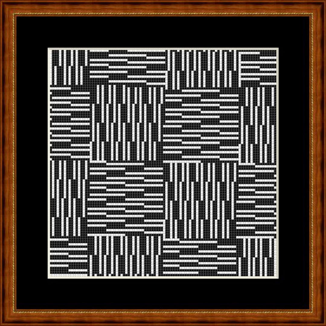 Cross Stitch Pattern Lines Diagonal Black and White, Image Size Approx ...