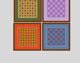 Kruissteek patchwork, borduursjabloon PDF-bestand, direct downloaden, eenvoudig patroon in kruissteek, geometrische vormen in kruissteek