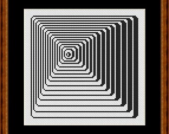 Modèle de point de croix grande pyramide avec trois ombres, modèle noir et blanc, modèle de broderie au point de croix fichier PDF téléchargement instantané