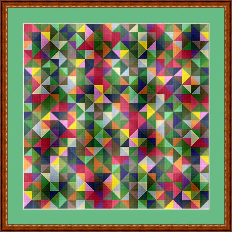 Cross stitch pattern patchwork triangles flower meadow, image size approx. 30 x 30 cm, cross stitch embroidery pattern PDF file instant download image 6
