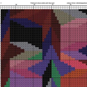 Korsstygnsmönster, lapptäcke med en twist, rosa och blått, korsstygnsbroderimall PDF-fil, omedelbar nedladdning, bildstorlek ca 30 x 30 cm bild 2