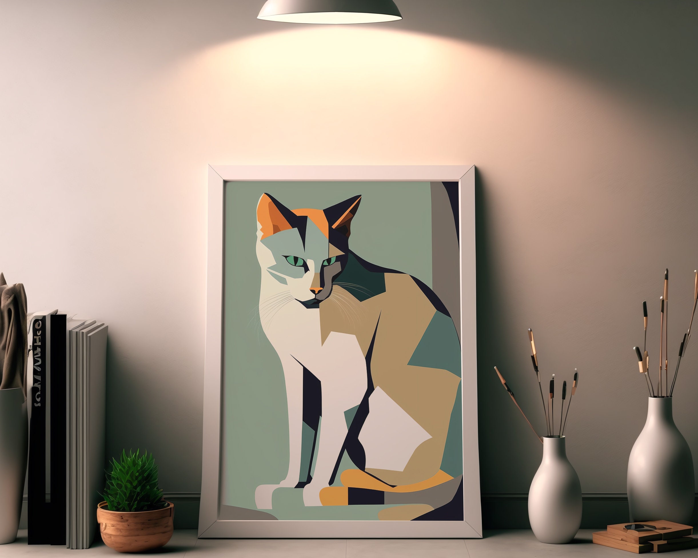 Eclectic Mid-century Modern Cat Digital Download, Downloadable Mid ...