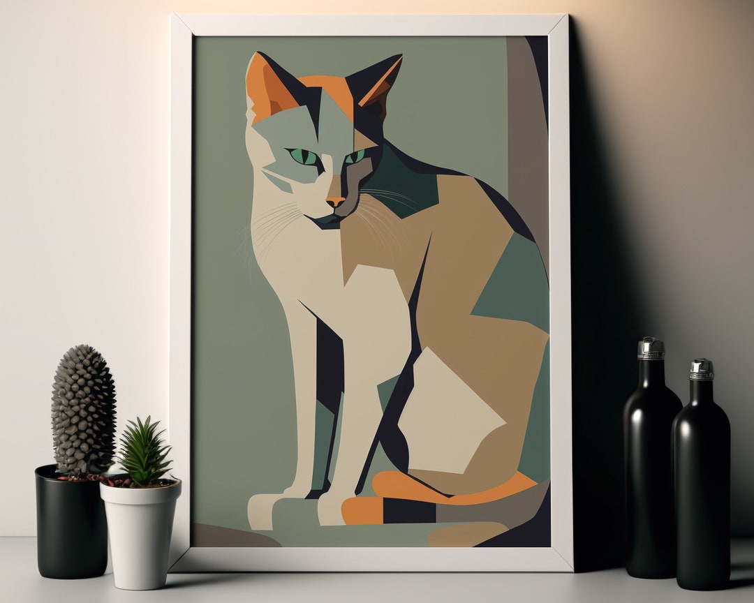 Eclectic Mid-century Modern Cat Digital Download, Downloadable Mid ...