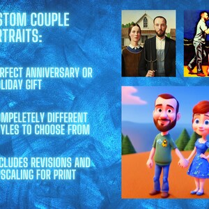 Custom Couple Portrait, personalized couple portrait commission made with a custom ai model
