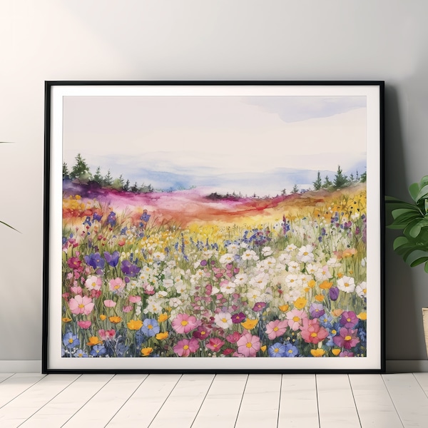 Wildflower Meadow in the Mountains Digital Download - Downloadable Home office decor - JPG 2X3, 3X4, 4X5, 11X14, ISO printable wall art