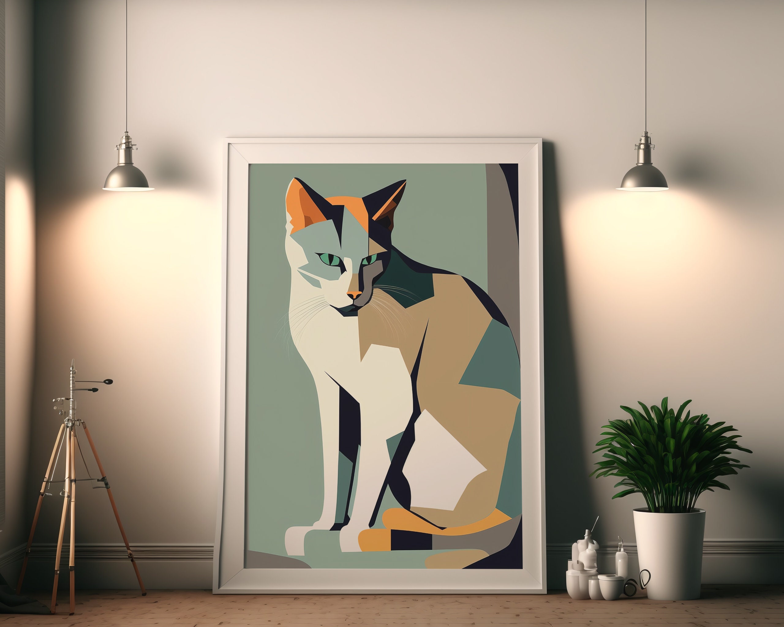 Eclectic Mid-century Modern Cat Digital Download, Downloadable Mid ...