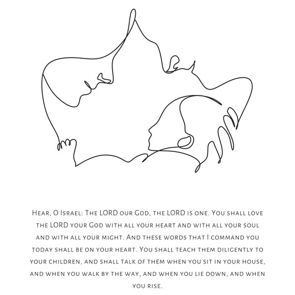 Minimalistic Deuteronomy 6:4-7 Digital Download Print, Shema Christian Wall Art Digital Download Print