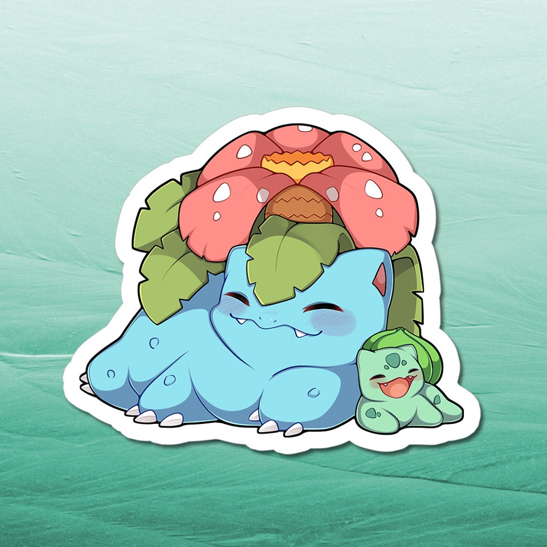 Venusaur and Bulbasaur Vinyl Sticker Cute Kawaii 3 Inch Waterproof