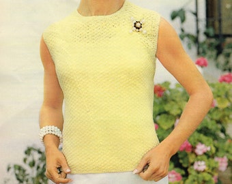 Vintage Reynold knit sleeveless vest sweater women's pattern Boca Raton 1960s PDF PATTERN ONLY