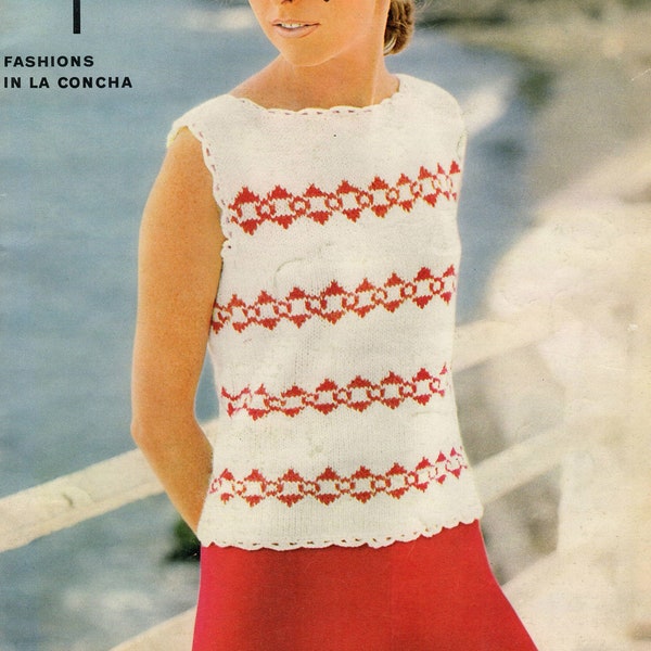 Vintage Reynold knit sleeveless vest sweater women's pattern Naples 1960s PDF PATTERN ONLY