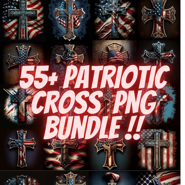 Patriotic Cross Digital Download Bundle 55+ PNG files