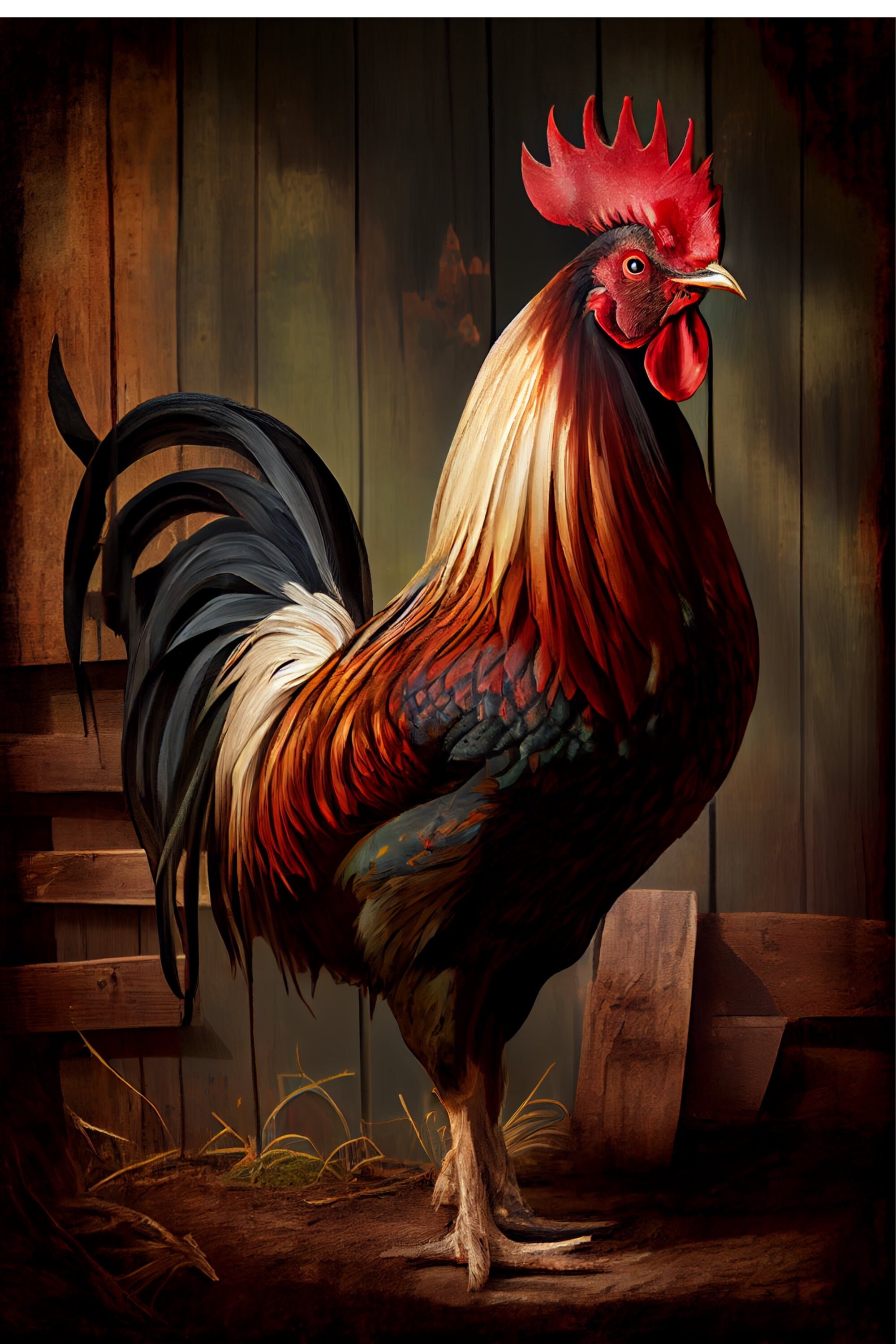 Rooster Farm House Digital Download - PNG Files in Multiple Sizes , Instant Download, Wall Art ...