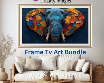 Frame TV Art | Vibrant Elephant Bundle Instant Download | Art TV File  Elephant Art | Vintage Frame TV Decor | Elegant Home Decoration