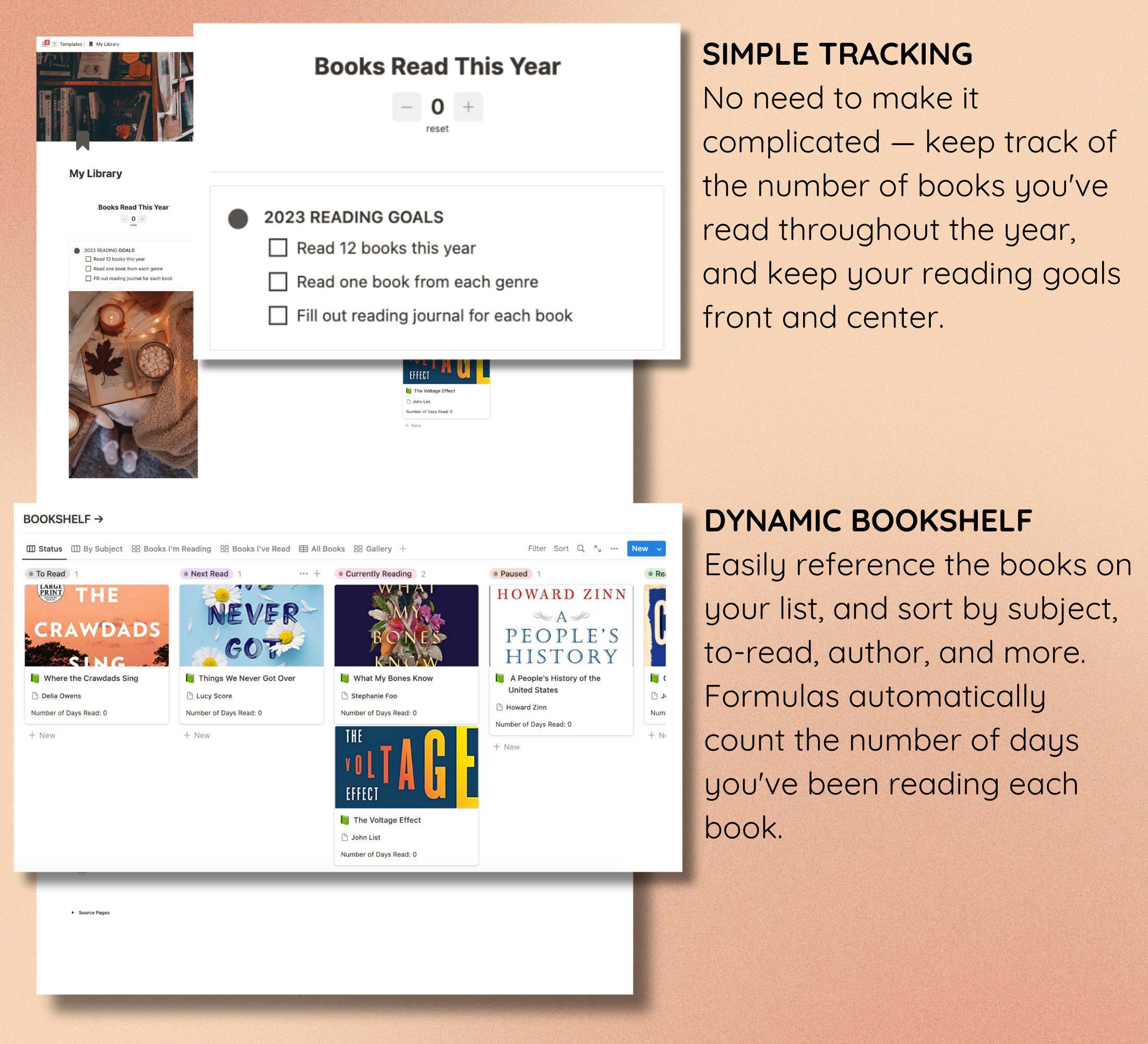 Reading Log Notion Template Simple Notion Template Digital Reading Log