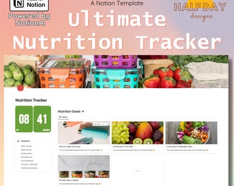 Ultimate Nutrition Tracker for Notion | Calories, Macronutrients, Recipes, Vitamins, Minerals | Comprehensive Notion Dashboard for Nutrition