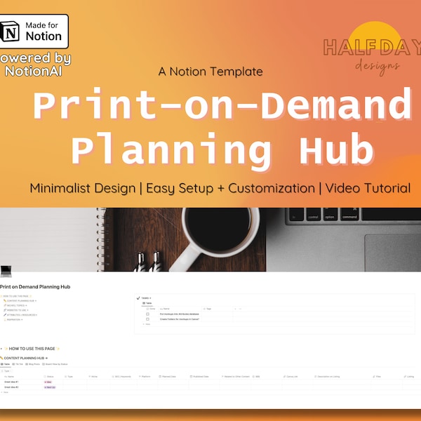 All-in-One Print-on-Demand Tracker for Notion | Notion Planner | Content Planner | Notion Dashboard | Organize your POD Business with Notion