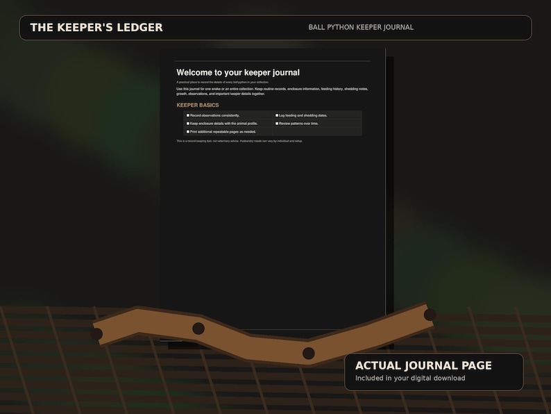 Ball Python Keeper Journal | Printable Care Log, Feeding & Shedding Tracker (Digital PDF) image 2