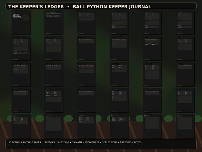 Ball Python Keeper Journal | Printable Care Log, Feeding & Shedding Tracker (Digital PDF) image 3
