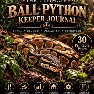 Ball Python Keeper Journal | Printable Care Log, Feeding & Shedding Tracker (Digital PDF)