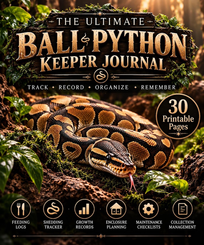 Ball Python Keeper Journal | Printable Care Log, Feeding & Shedding Tracker (Digital PDF) image 1