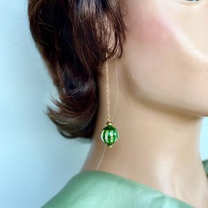 Long earrings, Gold dangle drop earrings, Art deco earrings, Geometric earrings, Clear green crystal earrings,Wedding earrings, Gift for her