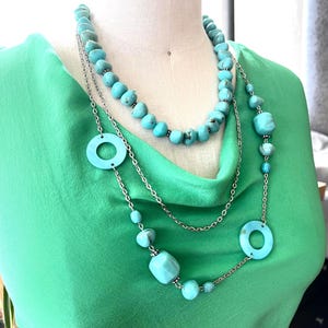 Turquoise gemstone necklace, Chunky handcrafted necklace, Geometric necklace, Blue acrylic necklace, Party unisex necklace, Gift necklace