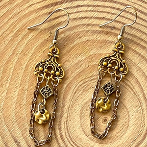 Raw brass earrings, Boho style earrings, Dangle-drop earrings, Long earrings, Lightweight earrings, Great gift for her.
