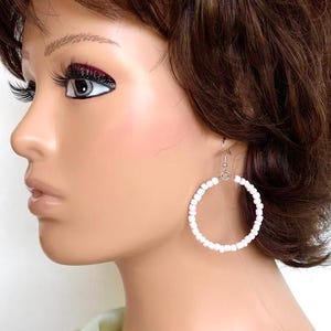 Pink Hoop Earrings, Silver Circle Earrings, Dangle Drop Earrings,  Party Hoops Earrings, Statement Price, Boho earrings, Gift for her