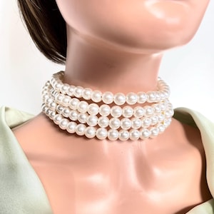 Exaggerate choker, Statement choker, 2024 jewelry trend, Unique white pearl choker, Wedding pearl choker, Pearl choker necklace, Gift choker