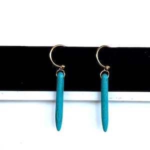 Long turquoise gemstone earrings, Minimalist earrings, Turquoise  earrings, Silver dangle drop earrings, Geometric earrings, Gift for her