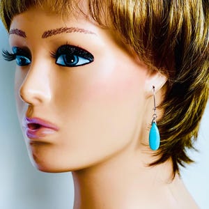 Turquoise acrylic earrings, Silver teardrop earrings, Long dangle earrings, Blue turquoise earrings, Gold teardrop earrings, Gifts for her