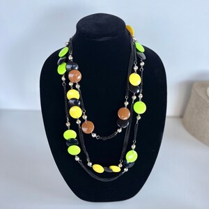 Multi-strand black chain necklace, Statement necklace, Multi-color chunky necklace, Unisex necklace, Geometric brown necklace, Gift necklace