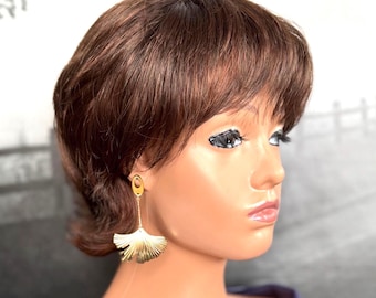 Oversized Gold Leaf Dangle Earrings, Statement Floral Jewelry