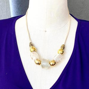 Gold acrylic beads necklace, Statement handcrafted necklace, Geometric necklace, Beautiful chunky necklace, Statement price! Gift necklace.