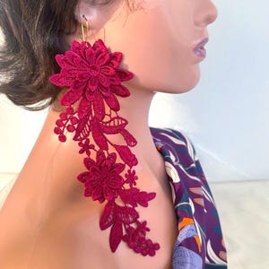 Spitze Statement Ohrringe, Oversized Blumen Ohrhänger, Boho Hochzeit