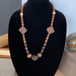 Chunky wooden beads necklace, Statement handcrafted necklace, Geometric necklace, Brown boho  necklace, Statement Price! Wooden necklace